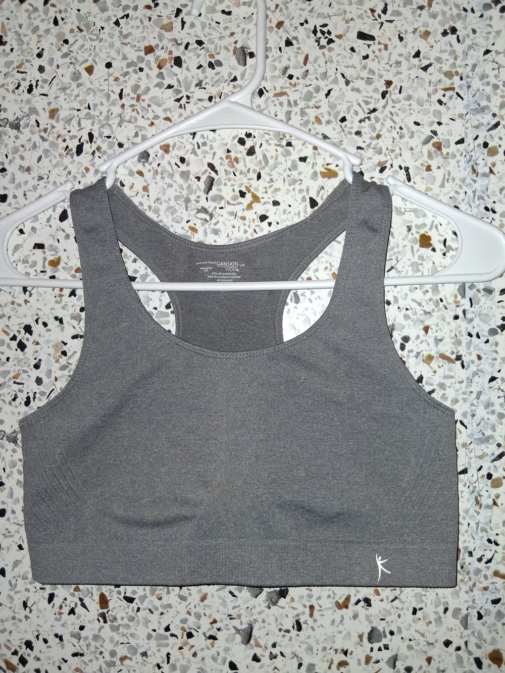 Danskin Gray Seamless Racerback Sports Bra Large
